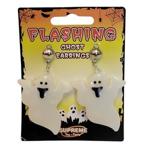 Flashing Ghost Earrings Halloween Light Up Clip‎ On Dangle Novelty Jewelry Gift